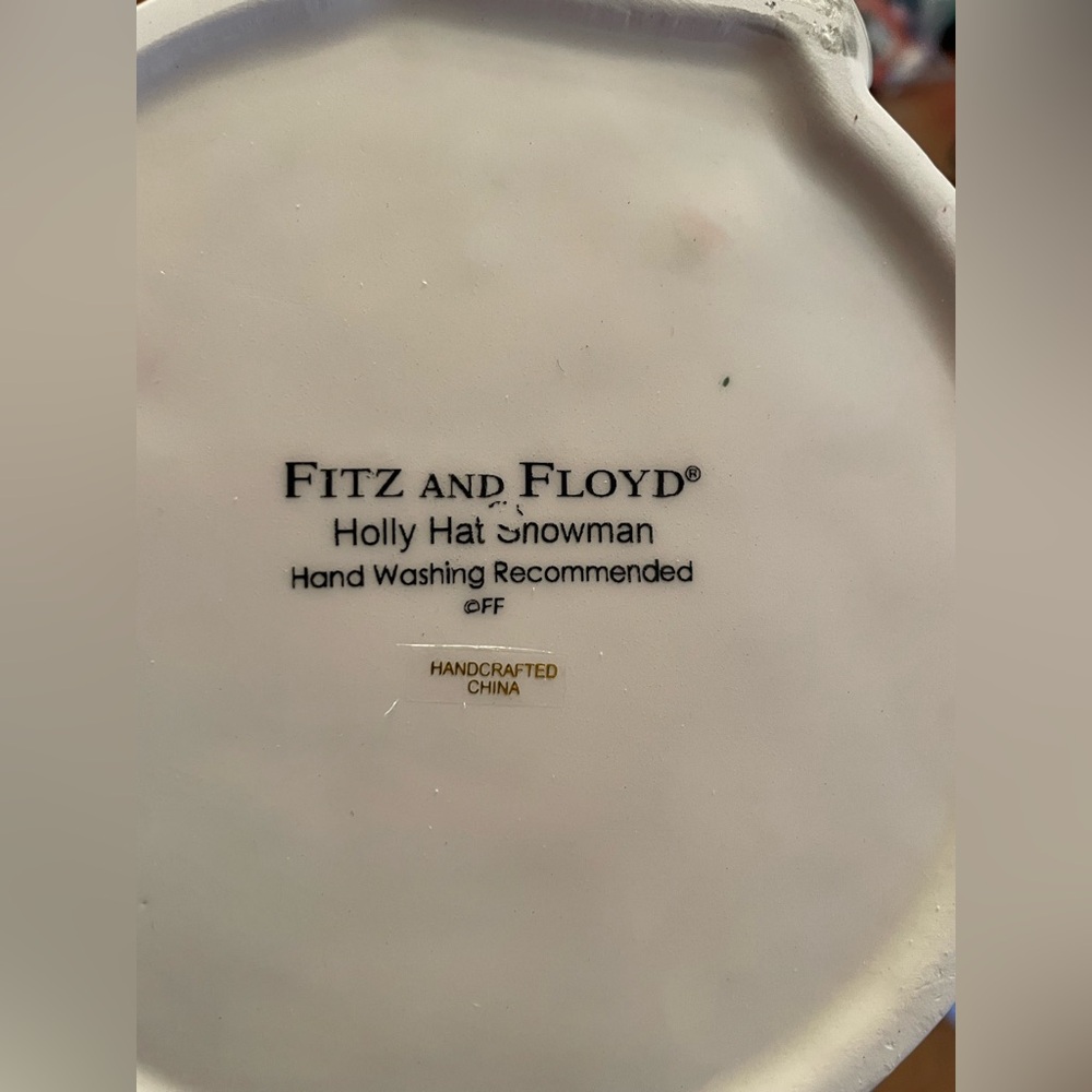 BNIB Fitz and Floyd Holly Hat Snowman Ceramic Basket 2013 Christmas Candy Dish - Picture 6 of 10